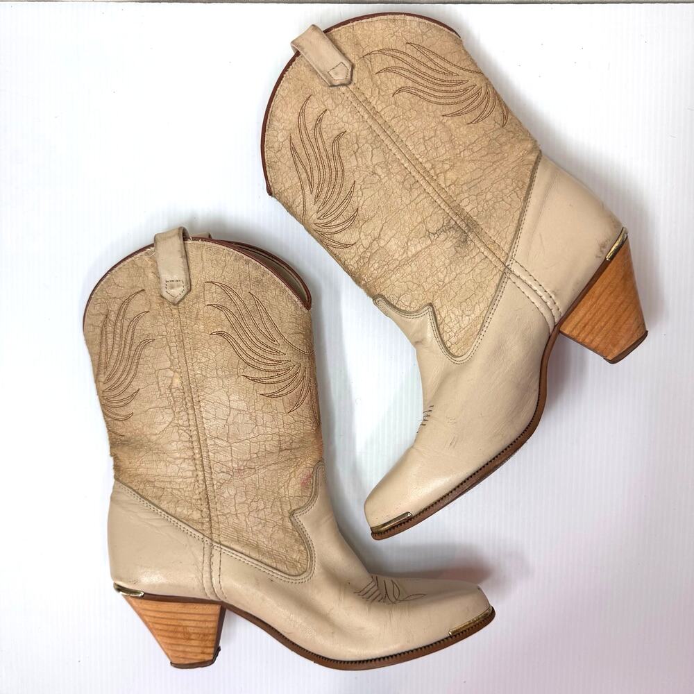 Vintage Dingo Cowboy Boot Size 6.5 Western Cowgirl Neutral Festival Boho Country - Picture 13 of 13